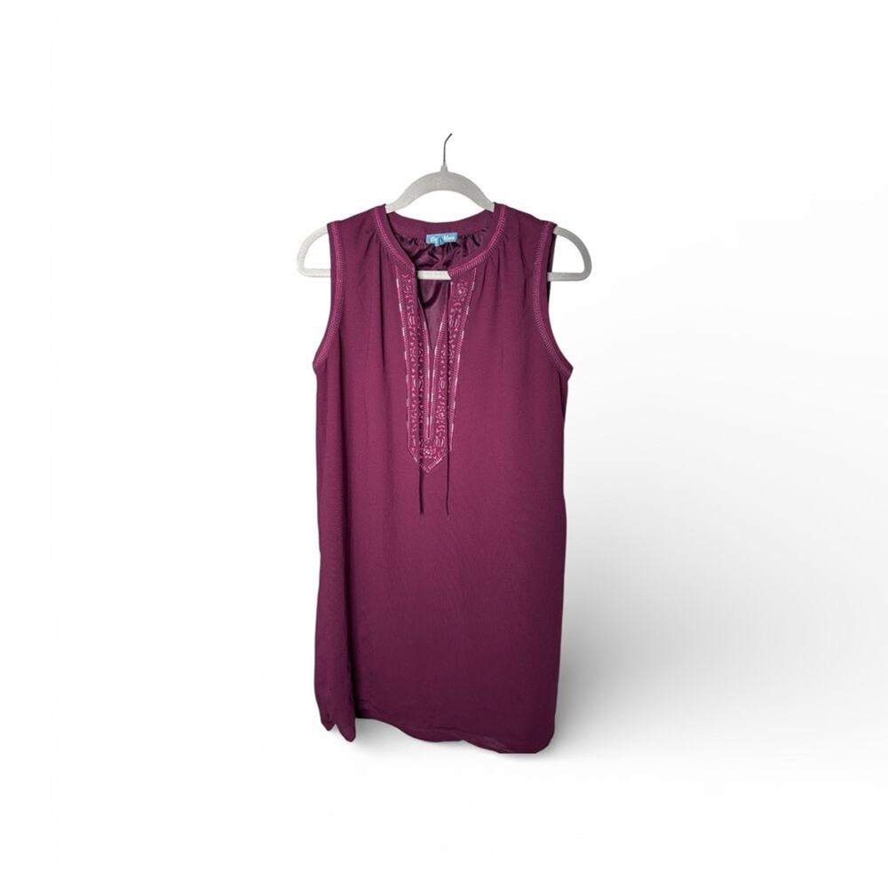 Fleur Bleue Maroon Embroidered Tasseled Tunic Dress Size 6
